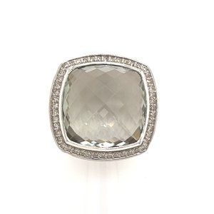 David Yurman estate prasiolite ring with diamonds